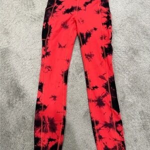 Lululemon Athletica Red and Black Tie-Dye Leggings